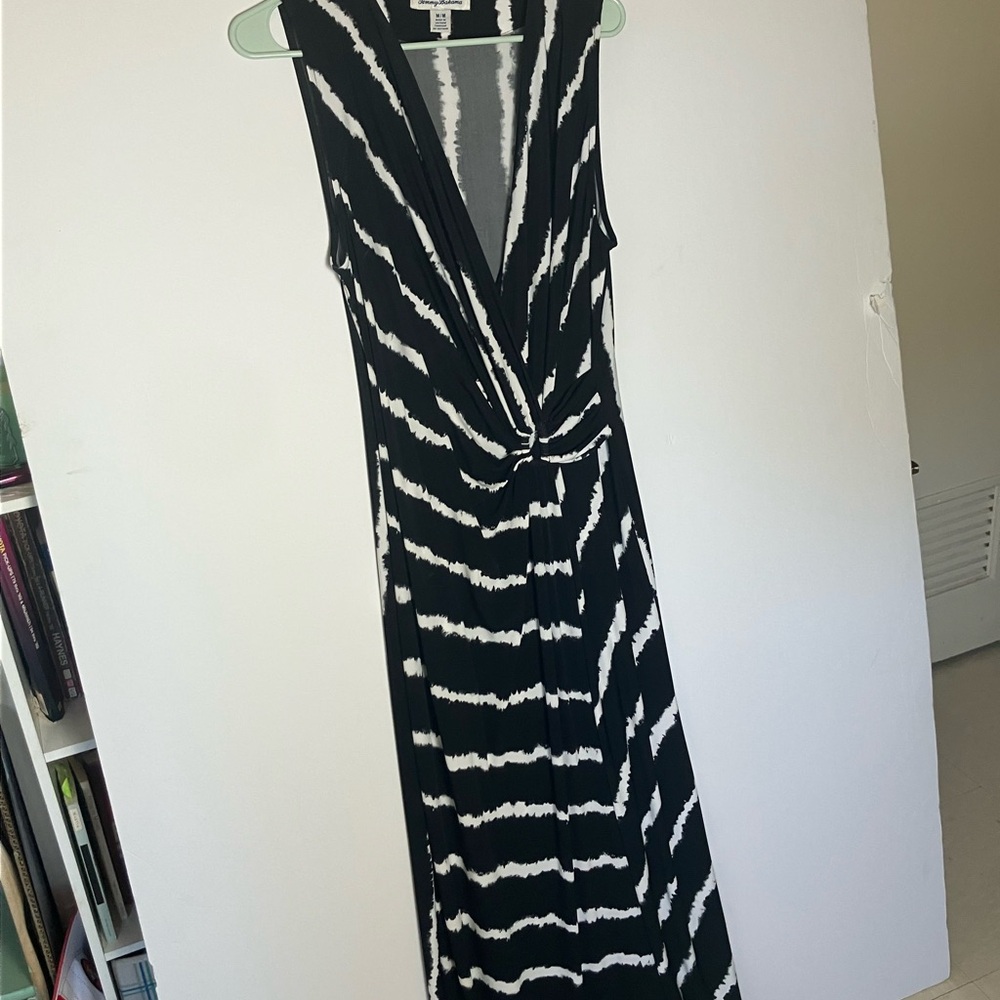 Tommy Bahama Black and White Tie-Dye Maxi Dress